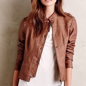 Anthropologie Hei Hei Vegan Leather Bomber Jacket